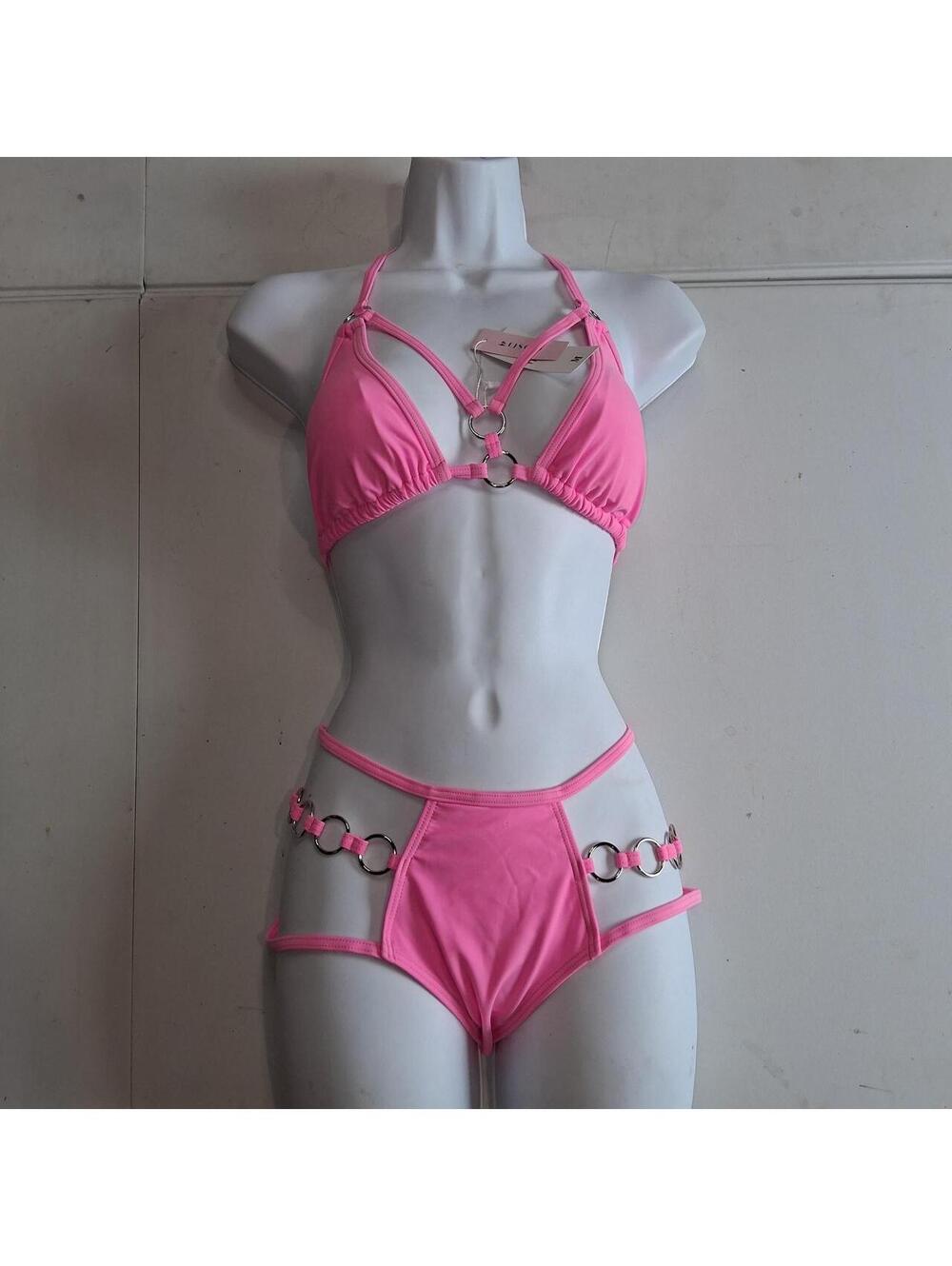 No Brand Women's Pink Bikinis-and-tankini-set